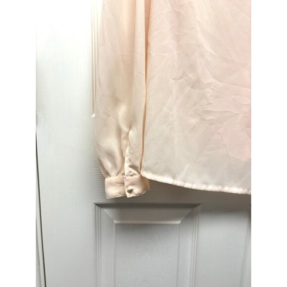 Vintage Josephine Blouse Size 8 Pale Peach Embroidered Sailor Collar Puff Sleeve - Picture 3 of 7